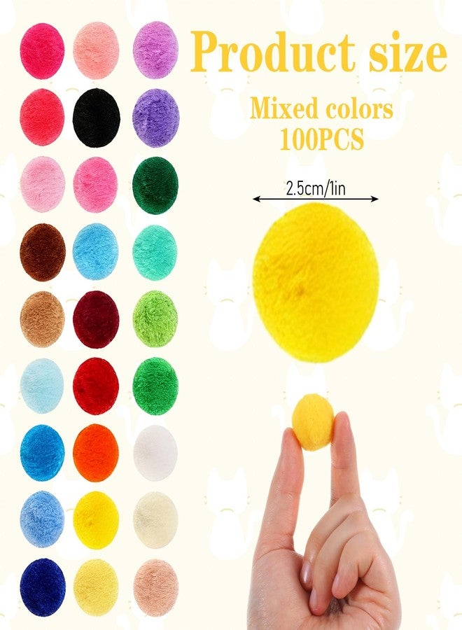 Larrel 100 Pcs Cat Puff Ball Toys, Soft Cat Pom Pom Balls Fuzzy Balls for Cats Cute Pompoms for Indoor Kitten Playing Exercising or Craft DIY Creative Crafts Decorations(Random Assortment) - Image 2